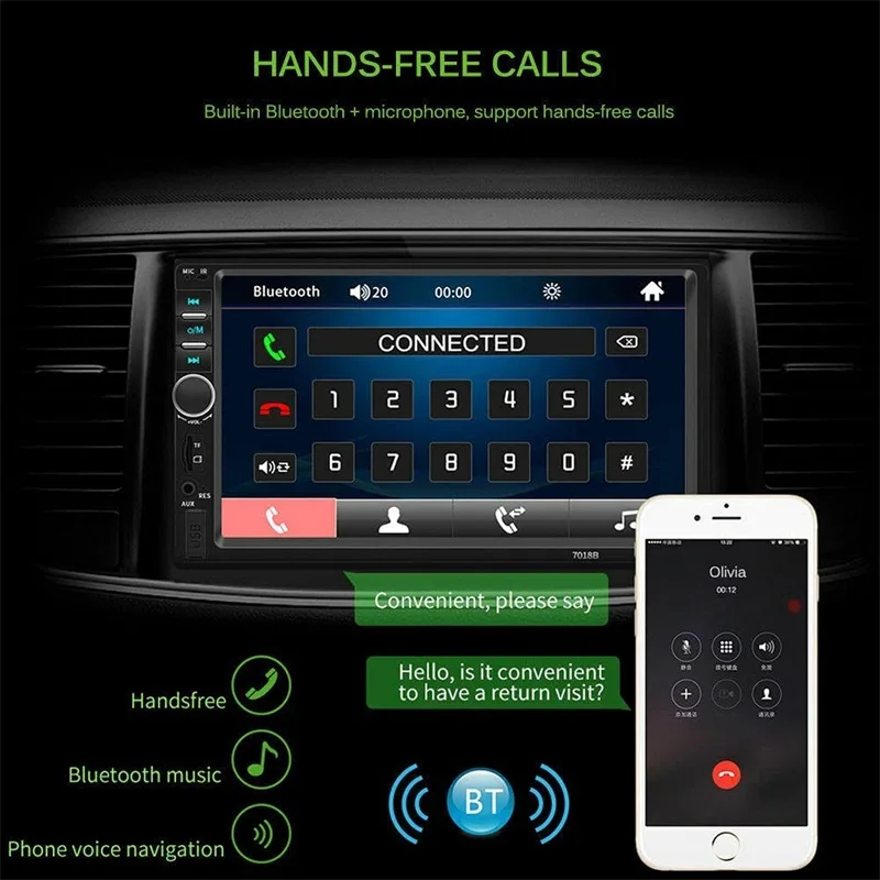 

Autoradio 2 Din Car Radio 7" HD Touch Screen Audio Stereo 7018B Video MP5 Multimedia Player For Vw Nissan Toyota Kia