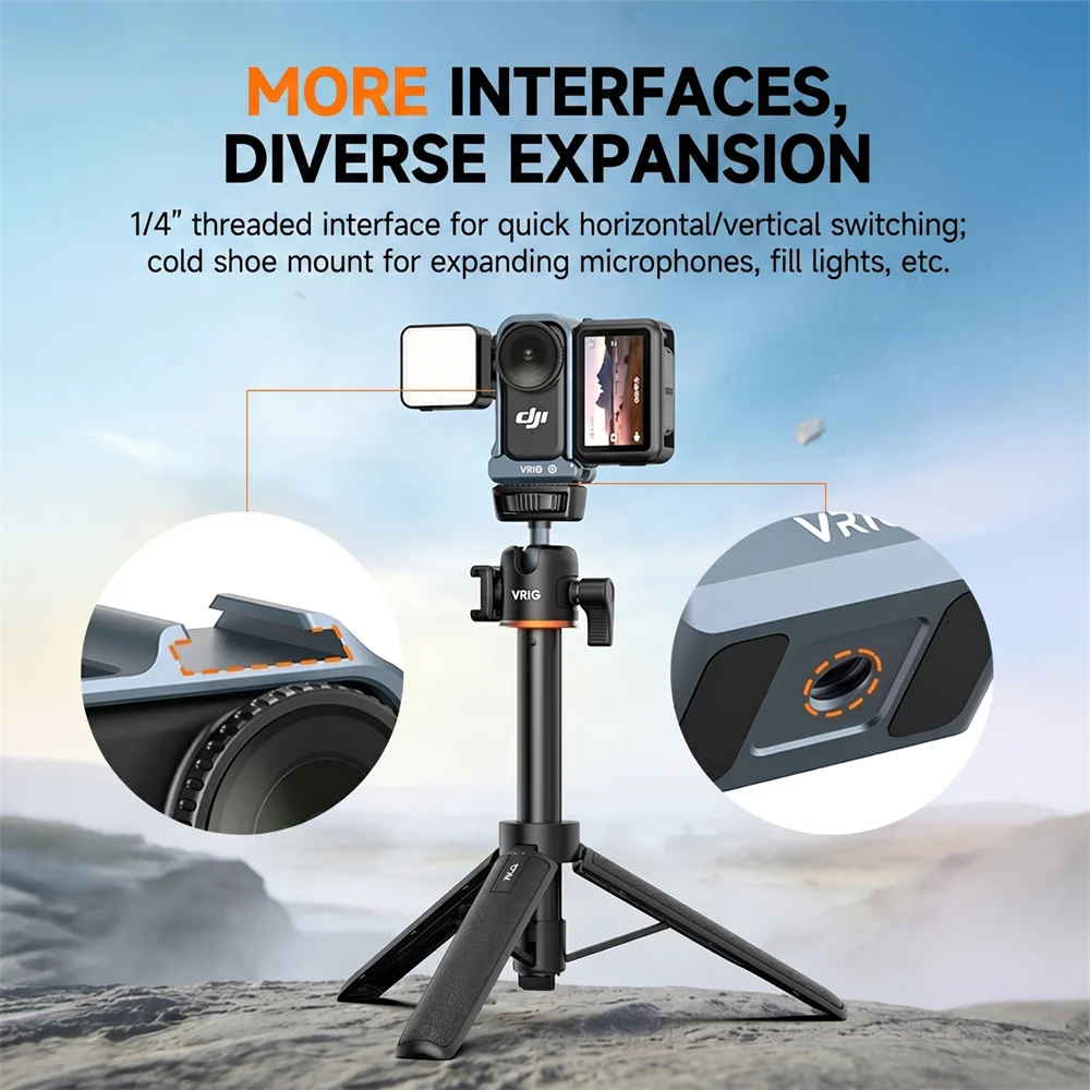 DJI 오즈모 나노 액션 카메라용 VRIG GA-16 마그네틱 카메라 케이지 퀵 릴리스 베이스 충격 방지 프레임 보호 리그(콜드 슈 포함)