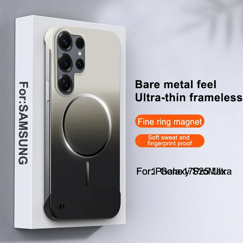 Frameless Gradient Magnetic Phone Case with Soft Back Cover