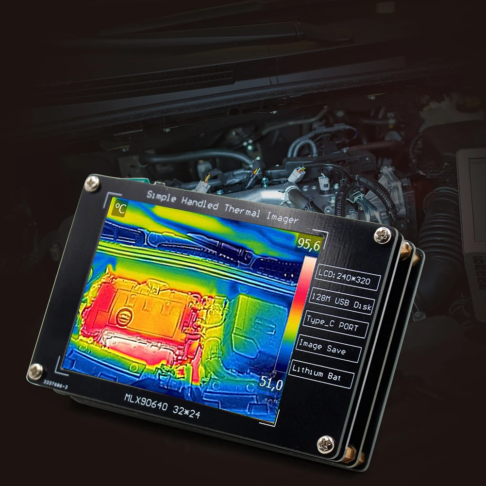 MLX90640 Digital Infrared Thermal Imager 2.8inch LCD Display 240*320 Resolution -40℃ to 300℃ Temperature Measurement Sensor