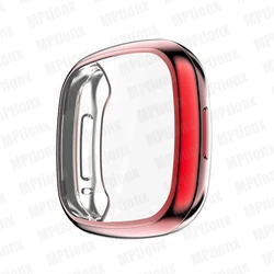 All - Around Protective Soft TPU Plated Screen Protector Bumper Case - Fitbit Versa 4 (Red)
