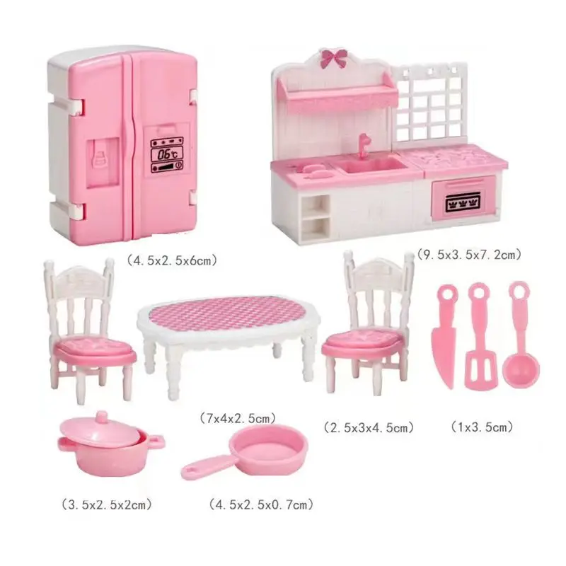 Accesorios de muebles de casa de en miniatura para niños, lindos juguetes de cocina para juego de Barbie, Rosa Kawaii, 10 artículos por lote, gran oferta - AliExpress