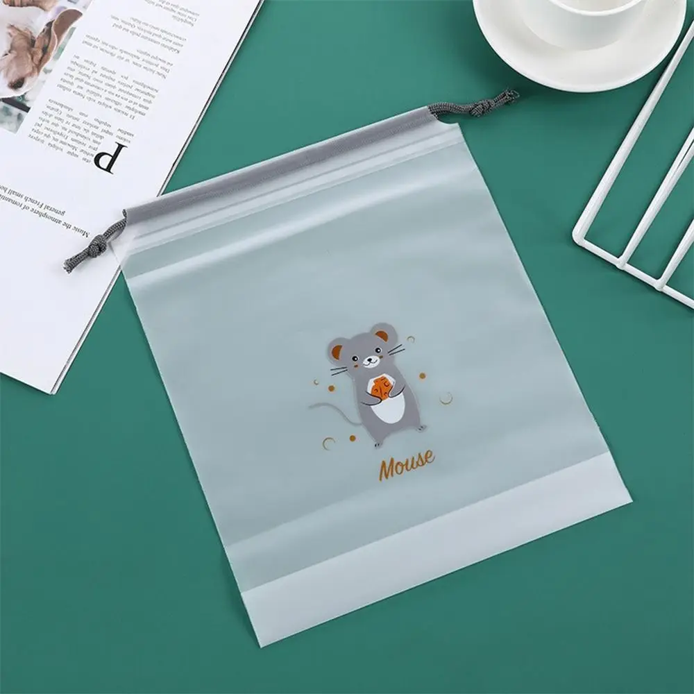 Cartoon Animal Storage Bags Transparent PE Travel Bundle Pocket Hanging Bags Shoes Package Drawstring Bag 4