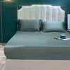 Fitted Sheet Natural Mulberry Silk BedSheet Solid Color Mattress Cover King Size Elastic Band Sheet 160x200 Fit Sheet 1