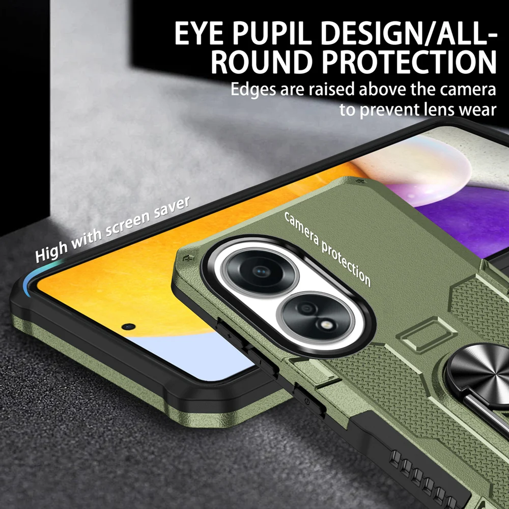 Shockproof Armor Phone Case with Silicone and Metal Ring Stand