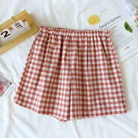 2026 New Summer Couple Japanese Shorts 100% Cotton Men's and Women's Plaid Simple Large Thin Home Shorts plaid pajama pants - Image 4