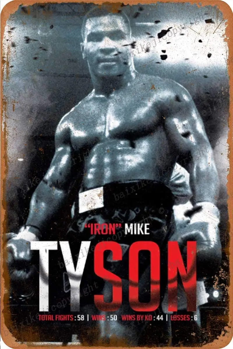 

Cimily Mike Tyson Boxing Metal Tin Sign Retro Garage Family Birthday Party Bar Cafe Kitchen Art Retro Farmhouse Wall Decoration