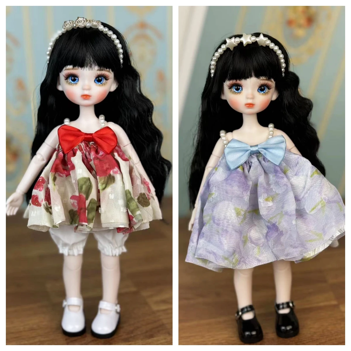 

New Fashion Cute 1/6 BJD Doll DIY 28cm Full Set Princess Doll with 3 Pair Eyes Kids Girls Doll Toy Birthday Gift ( Open Head)