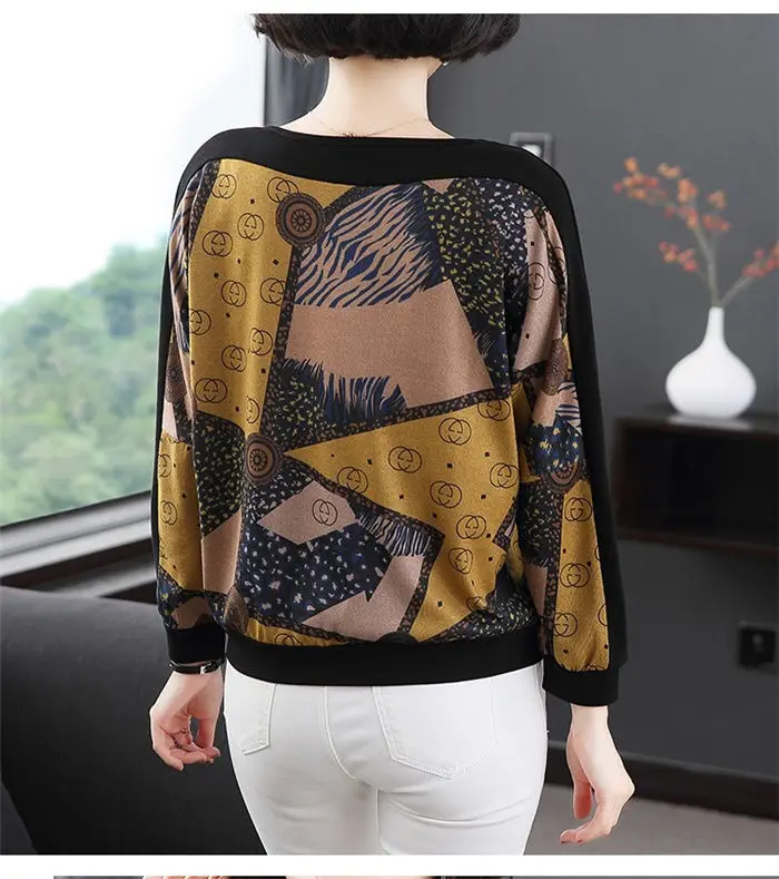 Patchwork T-Shirts Casual O-neck Sprig Autumn Long Sleeve Print Comfortable Leisure Trend 2022 New Popularity Women's Clothing