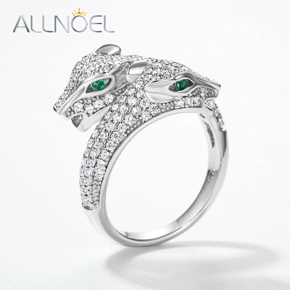 Panther Ring Sterling Silver - Leopard Design With Green Spinel & Cubic Zirconia, 925 Silver, Rose Gold Plated - View #7