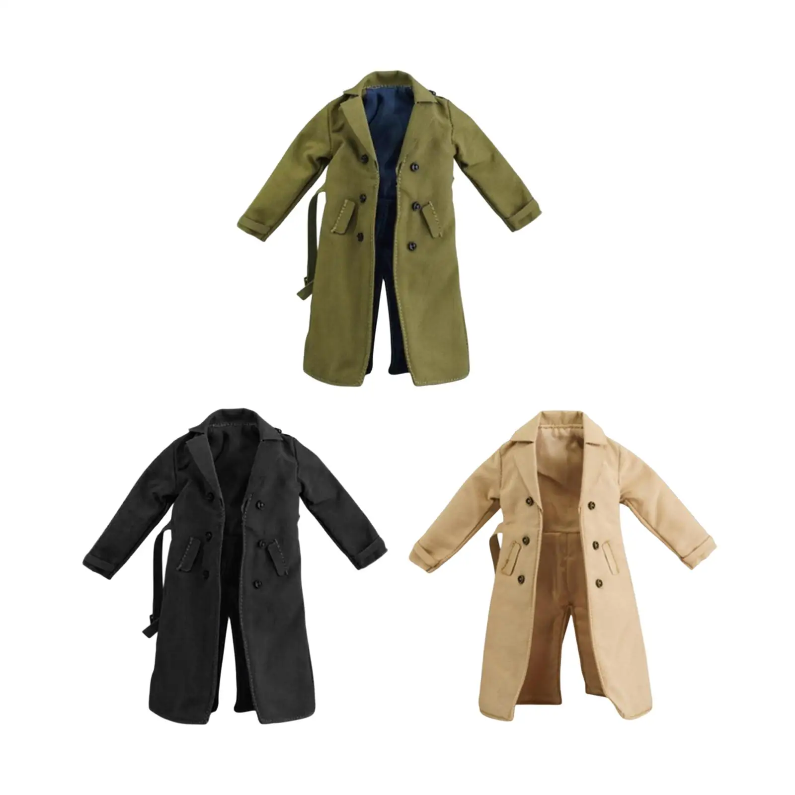 

Fashion 1/12 Trench Coat Costume Miniature Clothing for 6in Dress up Male Female Soldiers Figures Doll Model Accs