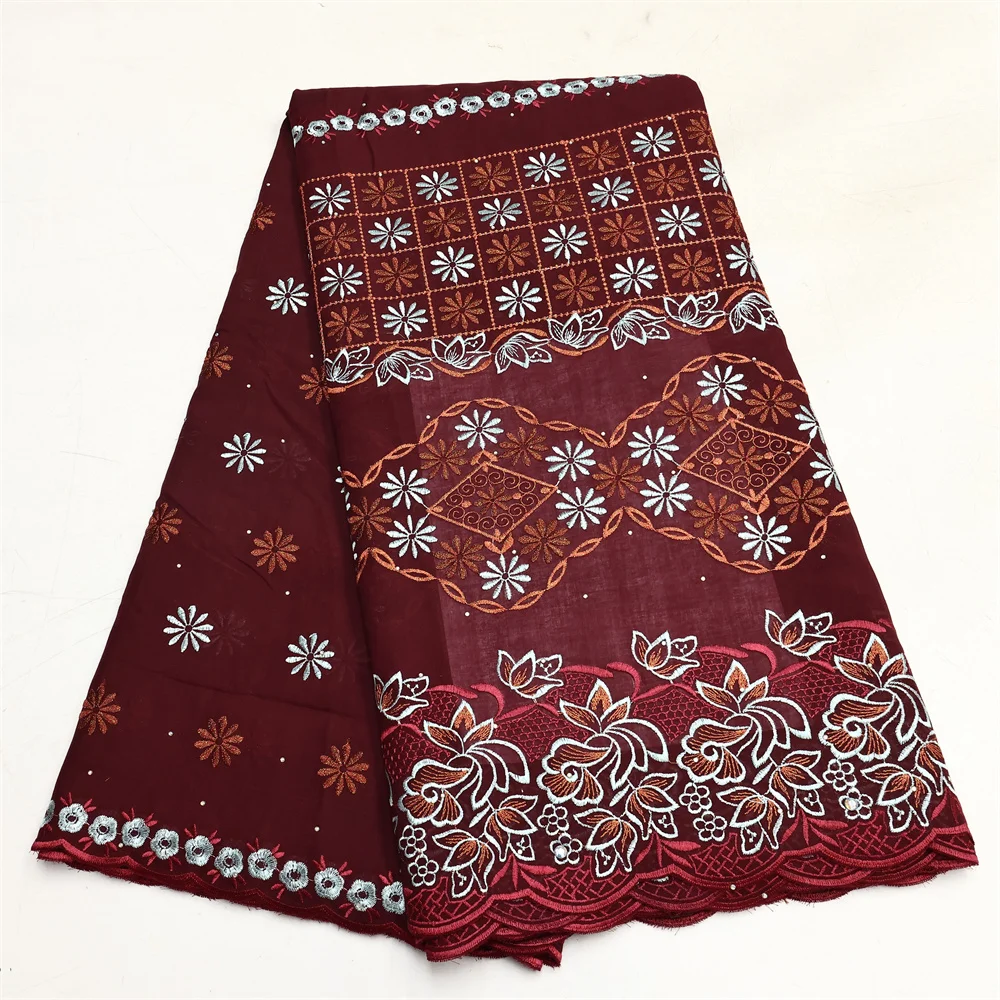 Nigerian Cotton Lace Fabric Embroidered Swiss Voile Lace in Switzerland For Sew Woman Wedding Dress