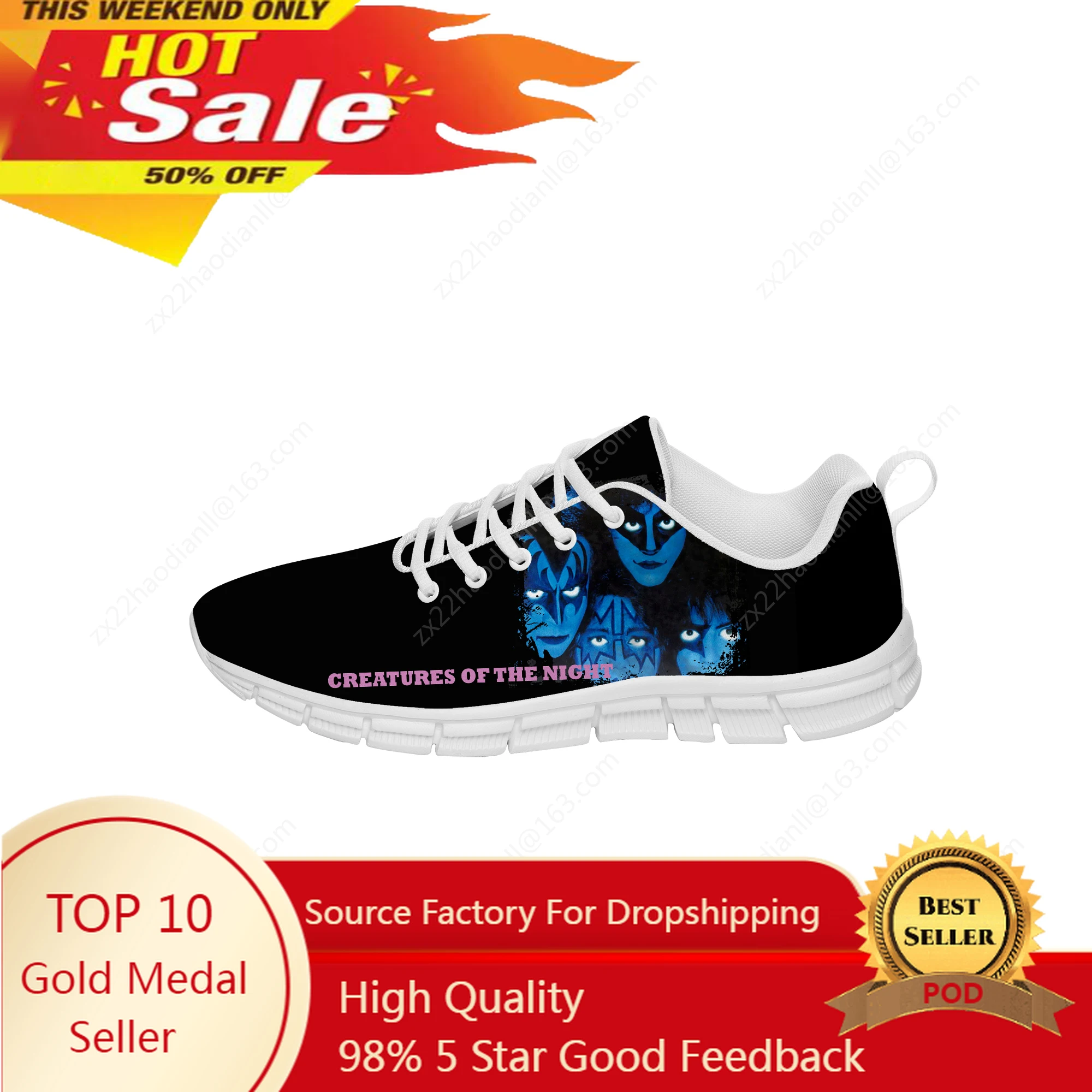 

Creatures of the Night Sneakers Mens Band Kiss Womens Teenager Casual Shoes Canvas Running 3D Shoes Breathable Lightweight shoe