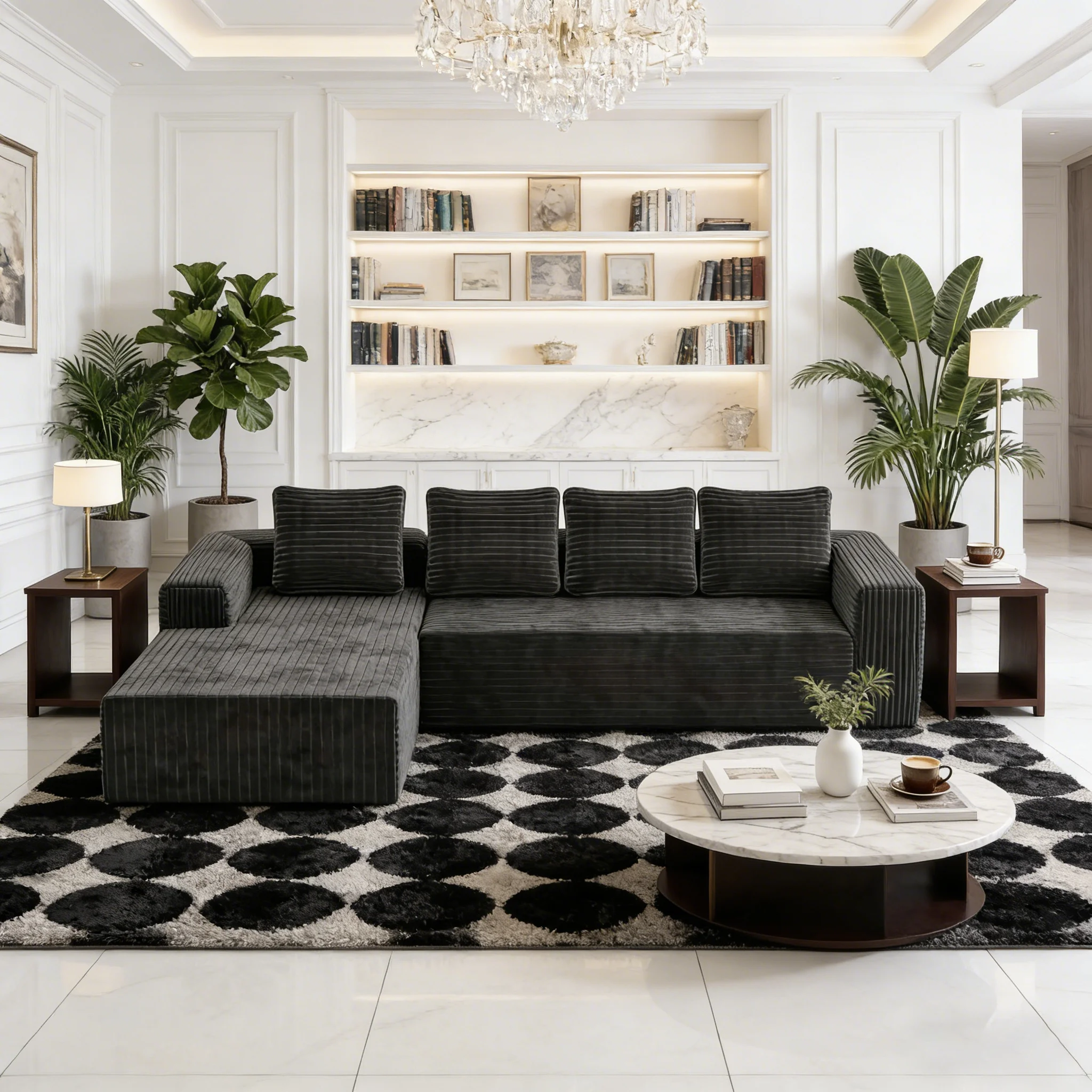 Modulares Sofaset mit Chaiselongue, weichem Cordstoff, hochdichtem Schaumstoff, DIY-Kombination, geeignet für Wohnzimmer, Apartment – Detail 10