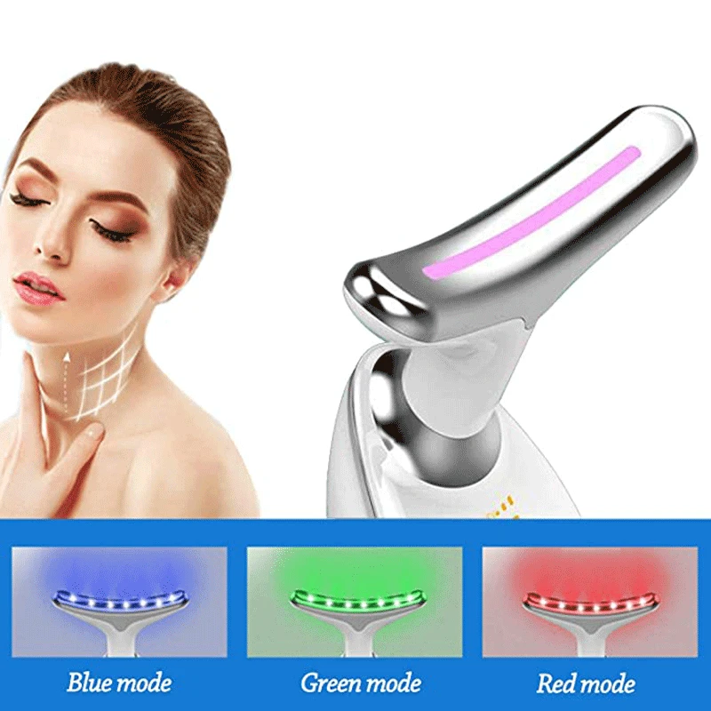 Dispositivo de belleza antienvejecimiento para el cuello, masajeador Facial  con vibración térmica EMS, estiramiento de la piel, antiarrugas - AliExpress