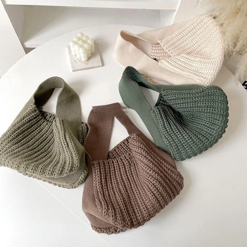Kids Boys Girls Cute Hand Bags 2024 New Fashion Children Knitted Shoulder Bags Baby INS Solid Hand Bags Japanese Korean Style 3
