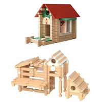 Brand New Natural log Children's Early Education Educational Building Blocks Small House Construction Assembly Game Toys