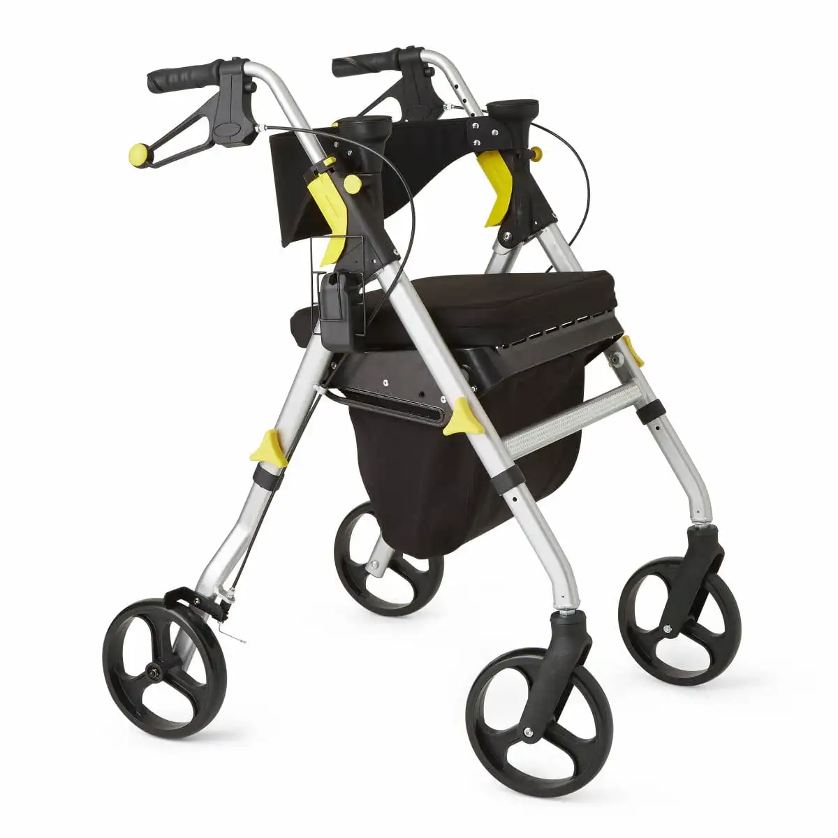 

Medline Premium Empower Rollator Walker with Seat, Folding Rolling Walker with 8 inch Wheels, Silver Frame