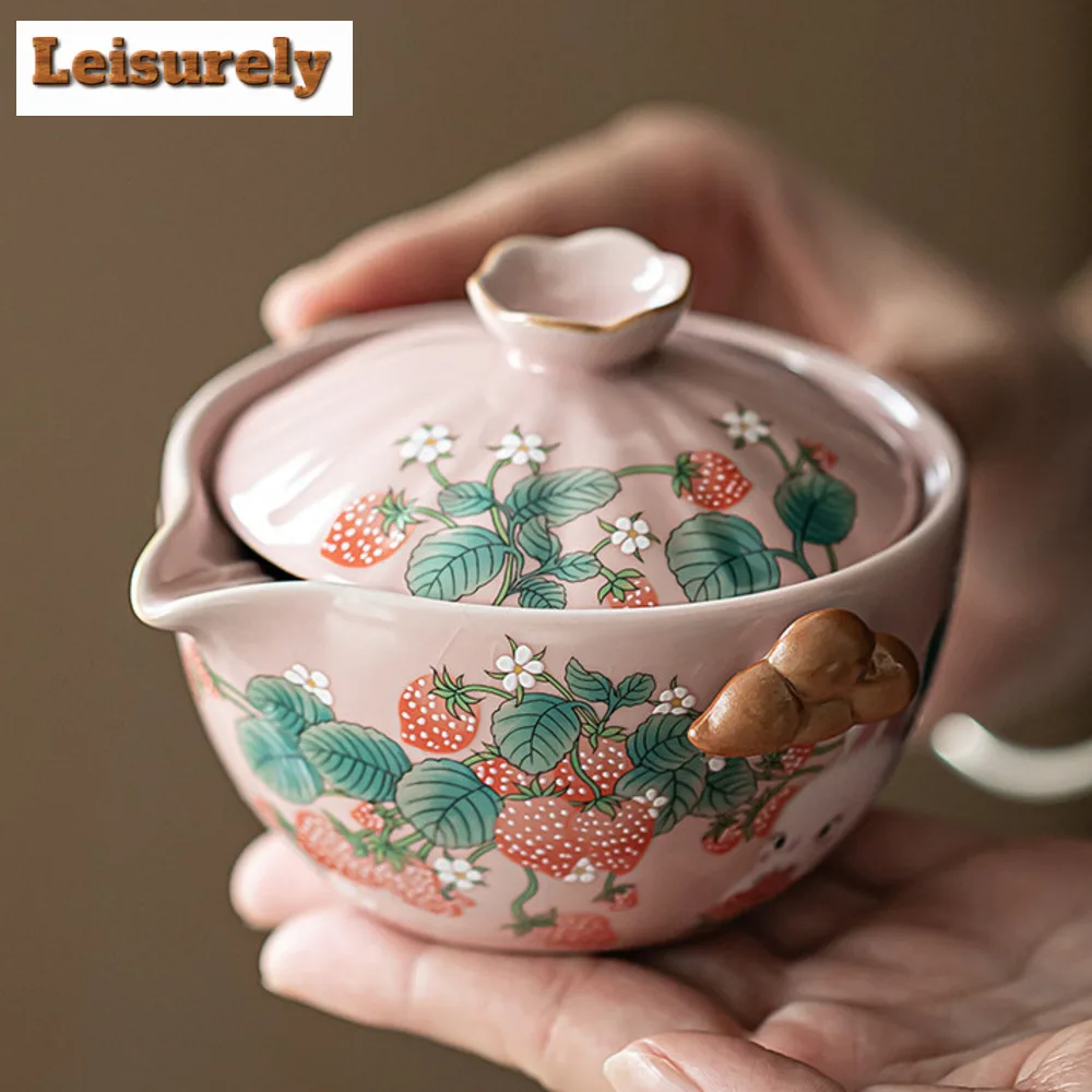 Cream Ru Kiln Porcelain Quick Guest Tea Set Kit Handmade 1 Pot 2 Cups Tea Maker Portable Travel Tea Services Bags Accessories