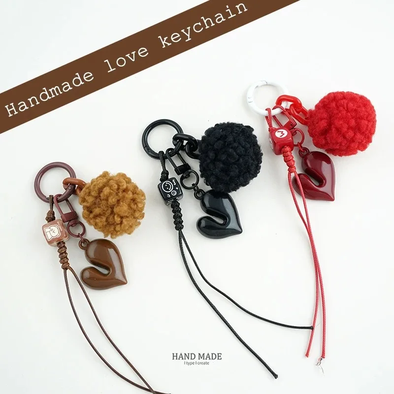 Plush Ball Pendant Lightweight Keyring Jewelry Car Keychain Acrylic Charm Keychain For Handbag Accessory Backpack Decoration