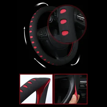 Coprivolante Universale Rosso 38Cm, Elastico Antiscivolo, Manicotto Protettivo Elegante per Auto, Accessorio di Aggiornamento per Volante