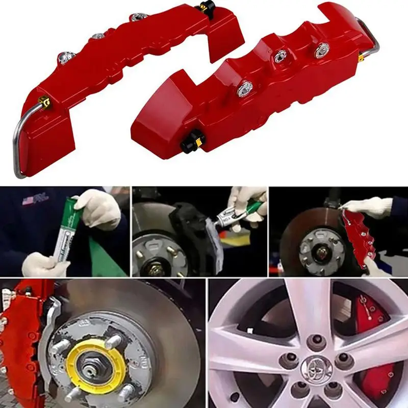 2PCS S/M/L 3D Style Car Disc Brake Caliper Cover Red Car Brake Pad Accessories for Front Rear Wheel Decor Auto Disc Covers