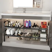 1 Set Multi-Use Kitchen Under Bathroom Sink Organizers - Expandable Cabinet Shelf Organizer Storage Rack 1