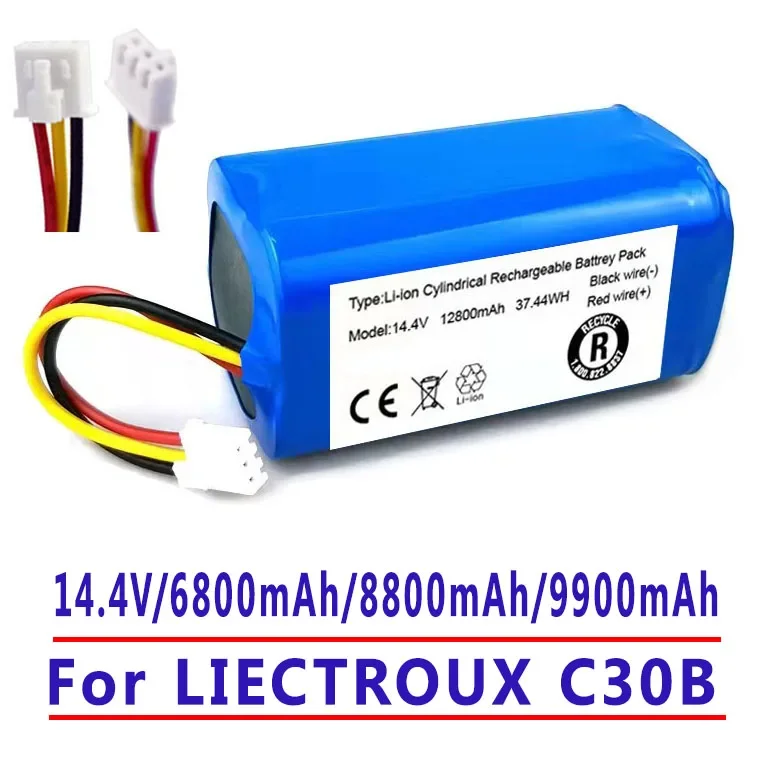 Battery for Lirctroux C30B Robot Vacuum Cleaner 14.4V 6800mAh/8800mAh/9900mAh lithium cell (For C30B) 100% Original