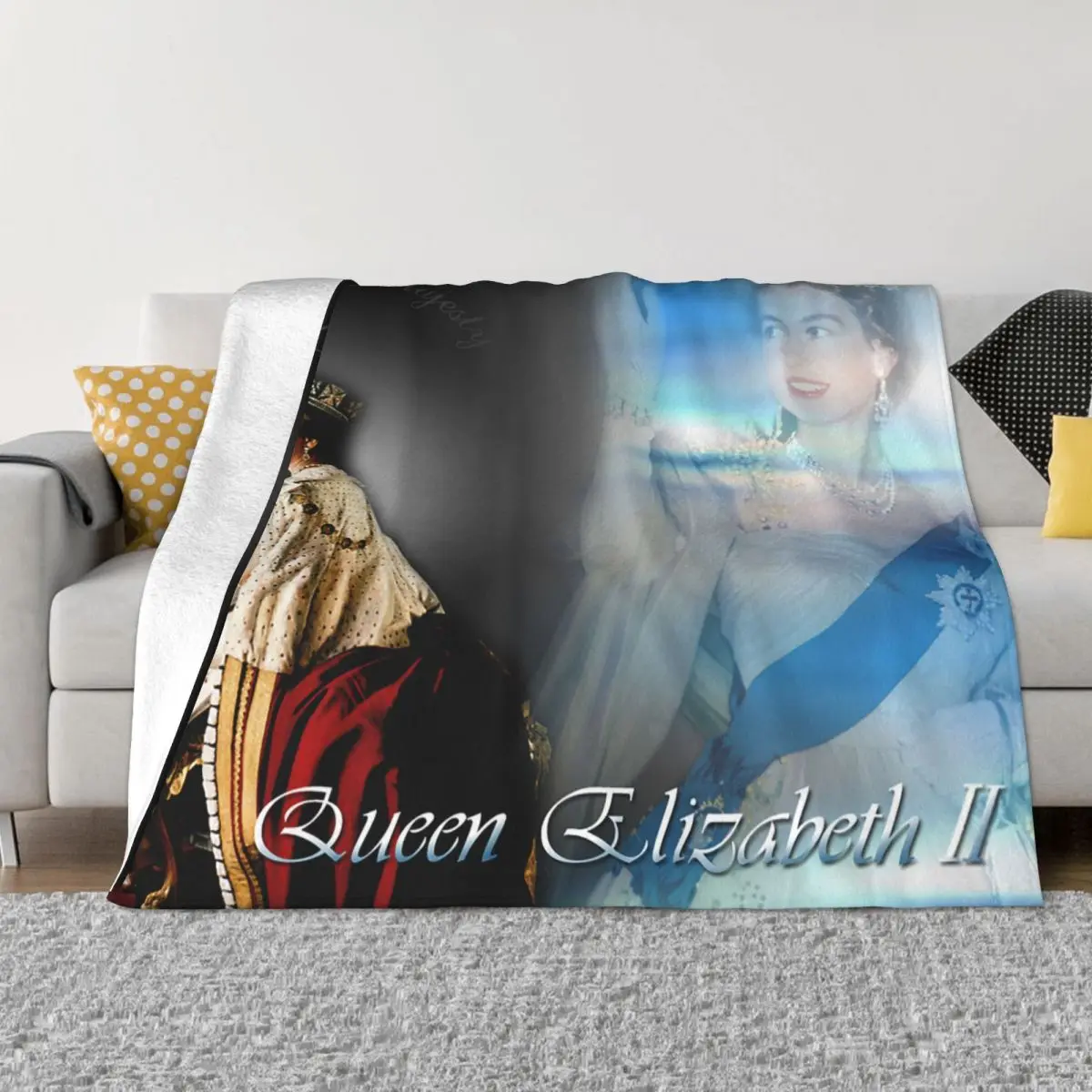 Elizabeth Ii The Royal Cypher Of Queen Blanket Coral Fleece Plush Print Multifunction Soft Throw