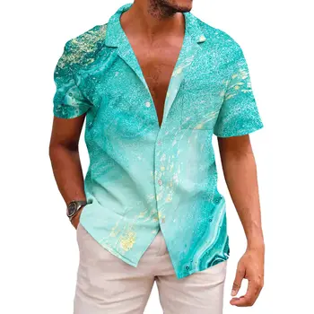KYKU Men's Casual Button-Down Shirts Hawaiian Shirt Short Sleeve Beach Clothes with Pockets 3