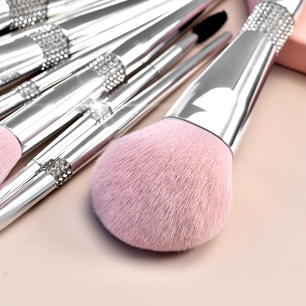 Personalised Pink Makeup Brush Set Diamonte Makeup Brushes 