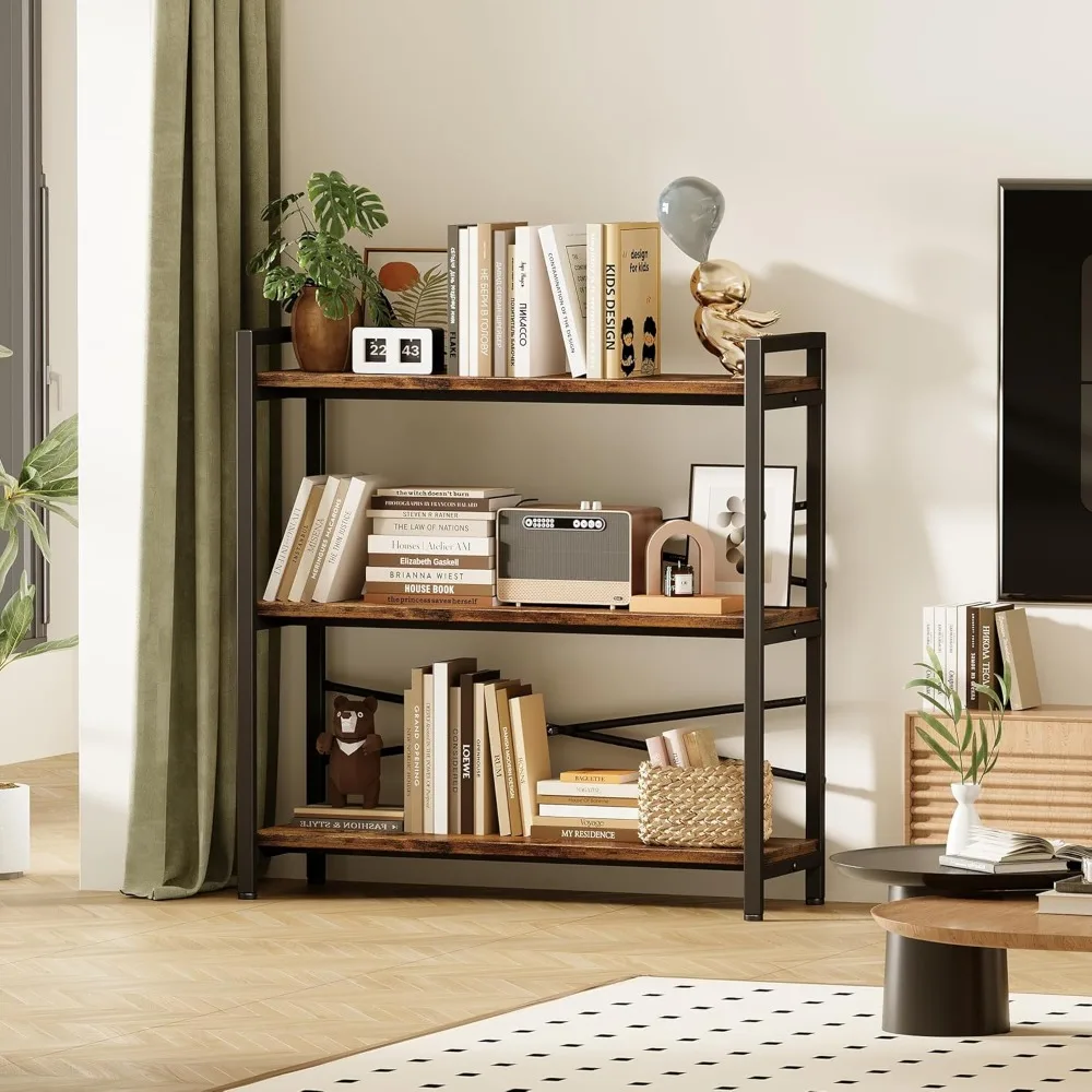 3 Tier Bookshelf 31.49" Width, Book Shelf Storage and Organization, Large Books Shelves for Home Living Room, Bookcases 2