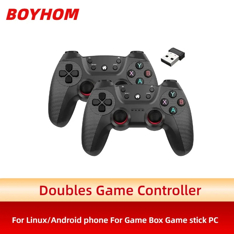 BOYHOM wireless doubles game controller for Linux, Android phone, Game Box, Game Stick, PC, and Smart TV Box with 2.4G gamepad joystick.