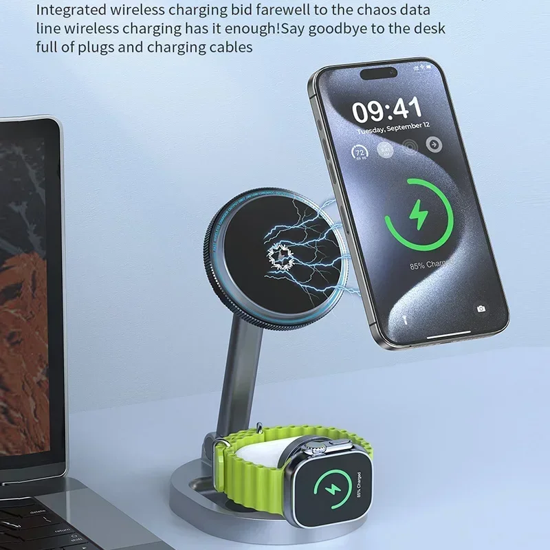 Foldable Fast Charging Wireless Charger Stand for iPhone and Apple Watch