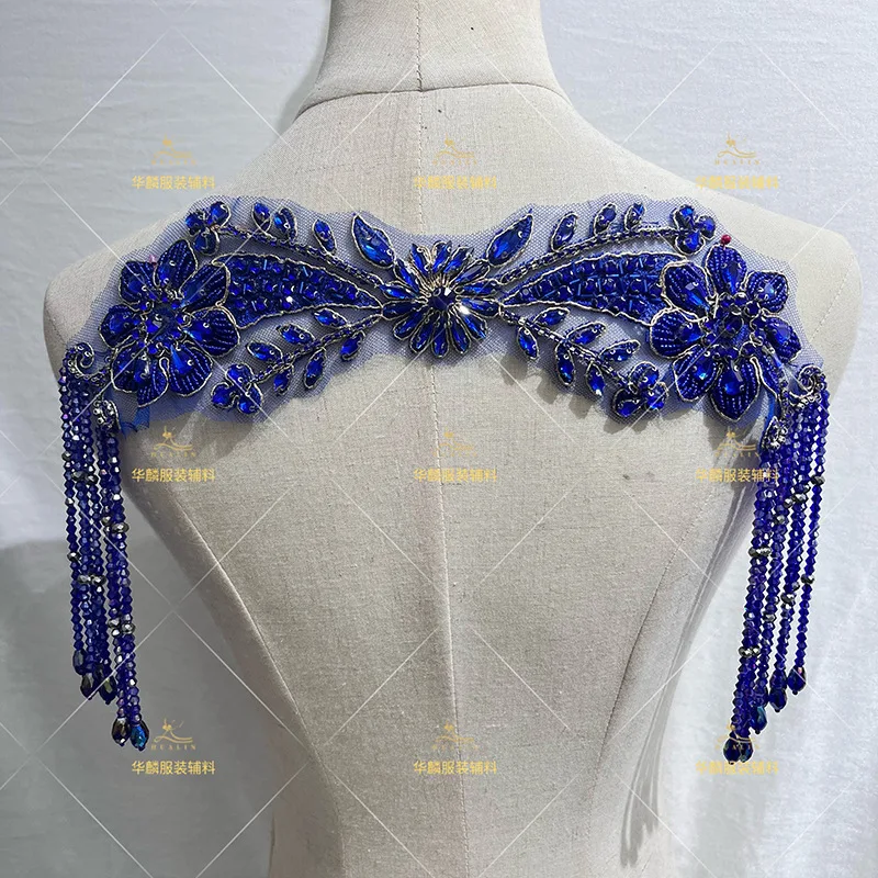 Finiture con frange con perline a mano con pendenti Abbellimento fai-da-te per abiti Reggiseno Collari Toppe Accessori foulard di lusso - immagine 3