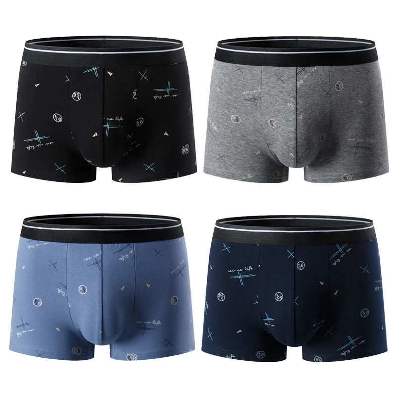 4-piece men's fashion printed boyshort comfortable plus size 5XL6XL juvenile underwear beach shorts elastic waist underwear 2