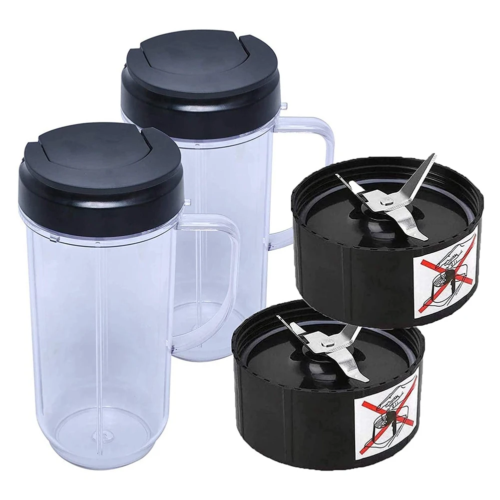 

Replacement Parts for MB Blender Juicer Mixer, 250W MB-1001 Cross Blade & 22OZ Blender Cups with Flip Top To-Go Lid