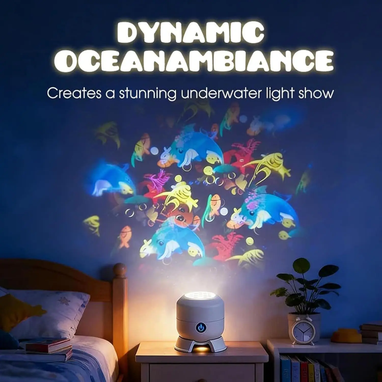 USB-Powered 360° Rotating Ocean Wave LED Projector Lamp