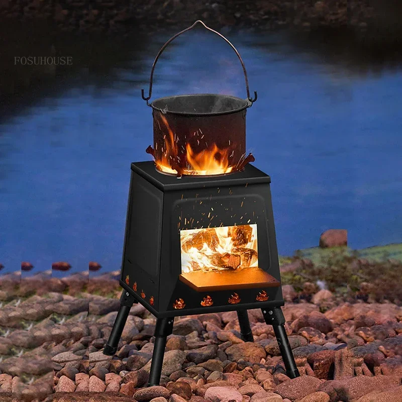 Outdoor Portable Fire Pits Camping Cooking Stove Foldable Brazier Mobile Pot Stove Wood Stoves Villa Courtyard Heating Fire Pit