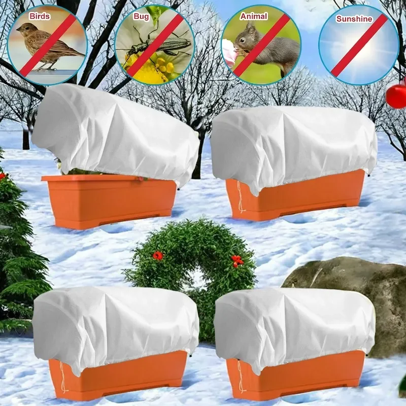 4styles Winter Plant Protection Cover with Drawstring Frost Blankets Garden Non-woven Warm Bag Anti-Freeze Shrub Protection Bags - Image 6