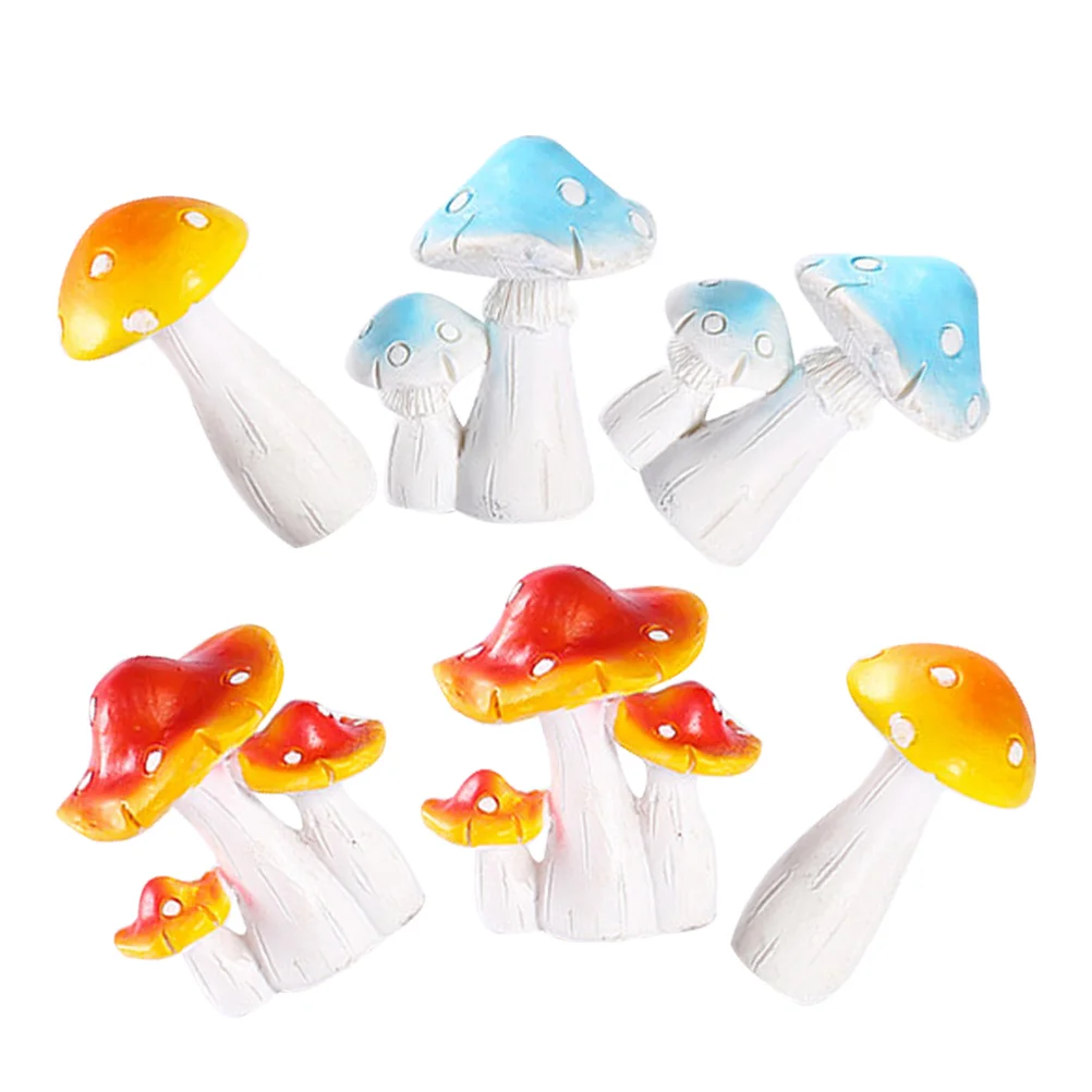 

6 Pcs Bookshelf Decor Moss Micro Landscape Mushroom Ornaments Miniature Small Statue Bonsai