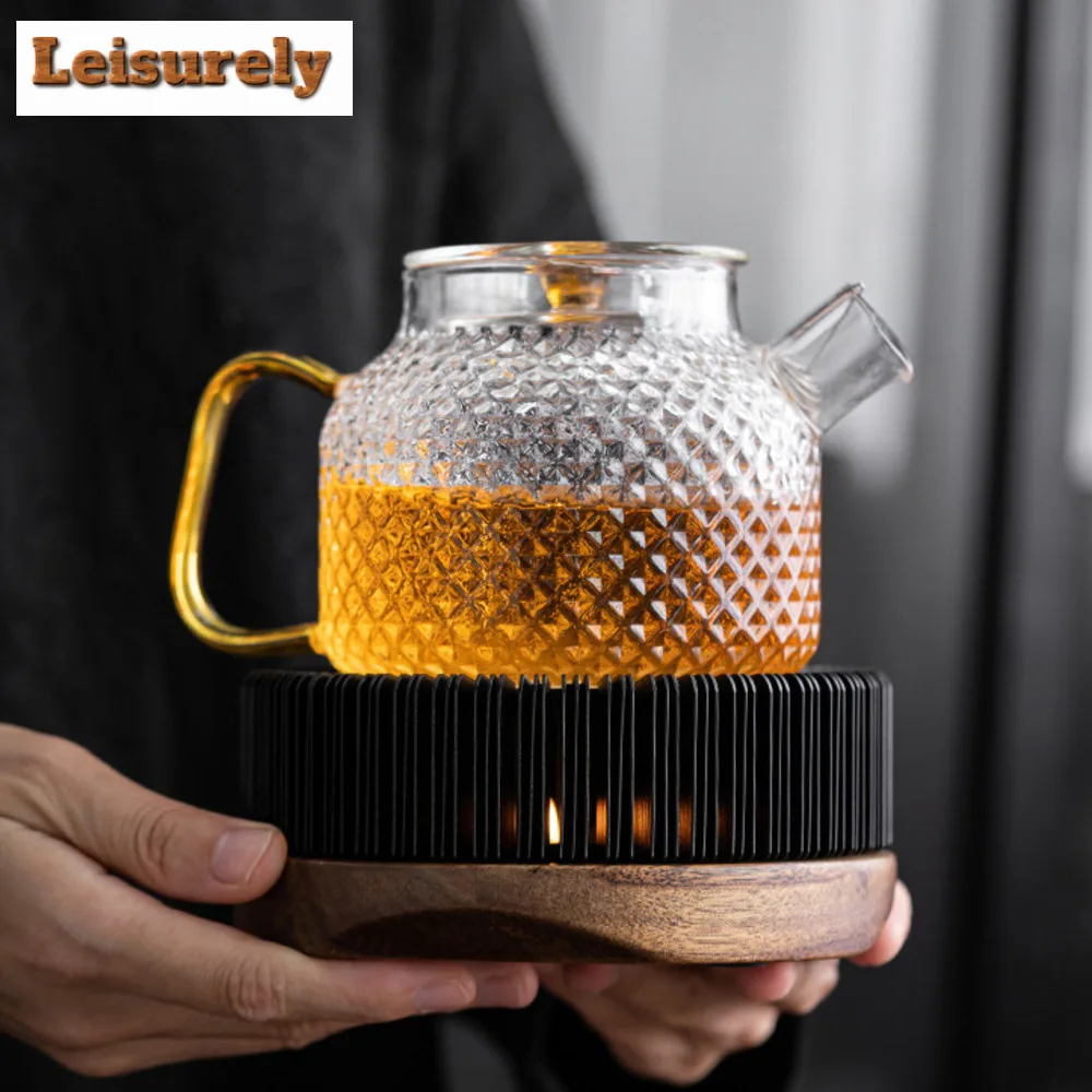 Japanese-style Tea Warmer Stove Solid Wood Tea Warmer Holder  Teapot Candle Heating Base Warm Drink Wine Boiler Kung Fu Tea Set