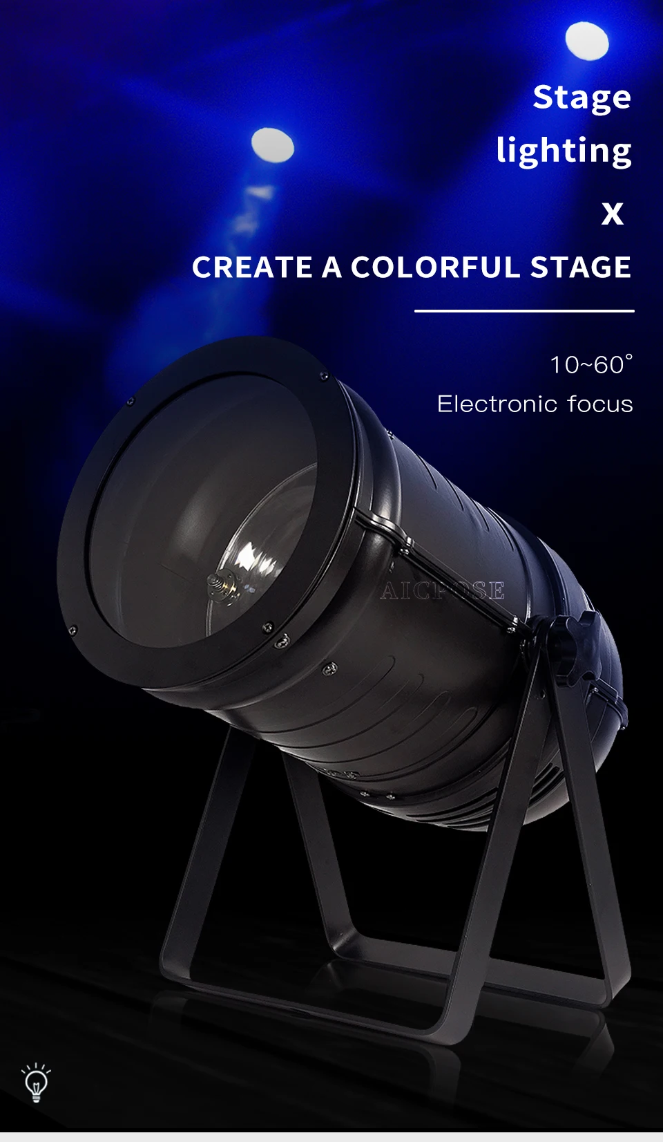 Description Picture 2 of item200W ZoomCOB LED Light New Can Light Linear 5 to 60 Degrees 3200K Warm White Theater Conference Room Flood Light DMX LED Par