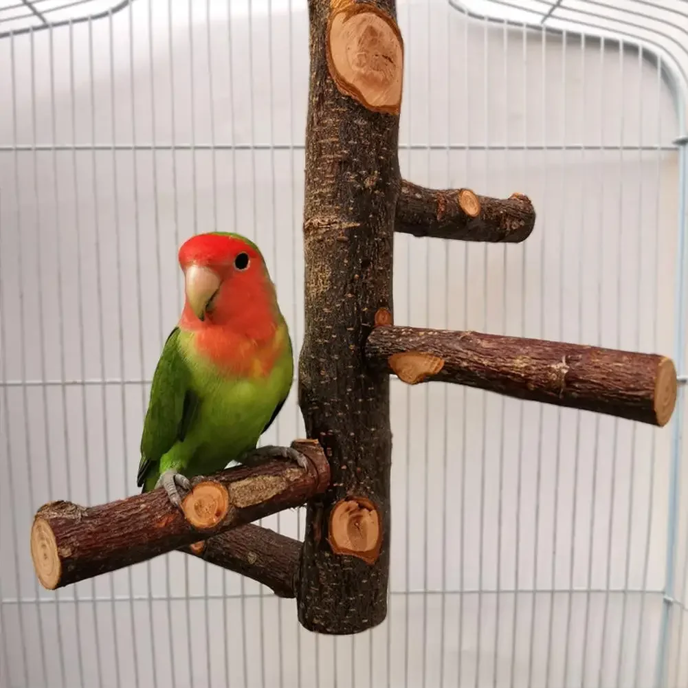 

Pet Parrot Stand Solid Wood Standing Molar Claw Grinding Toy Stick Pole Biting Parakeet Hamster Branch Perche Bird Cage Supplies