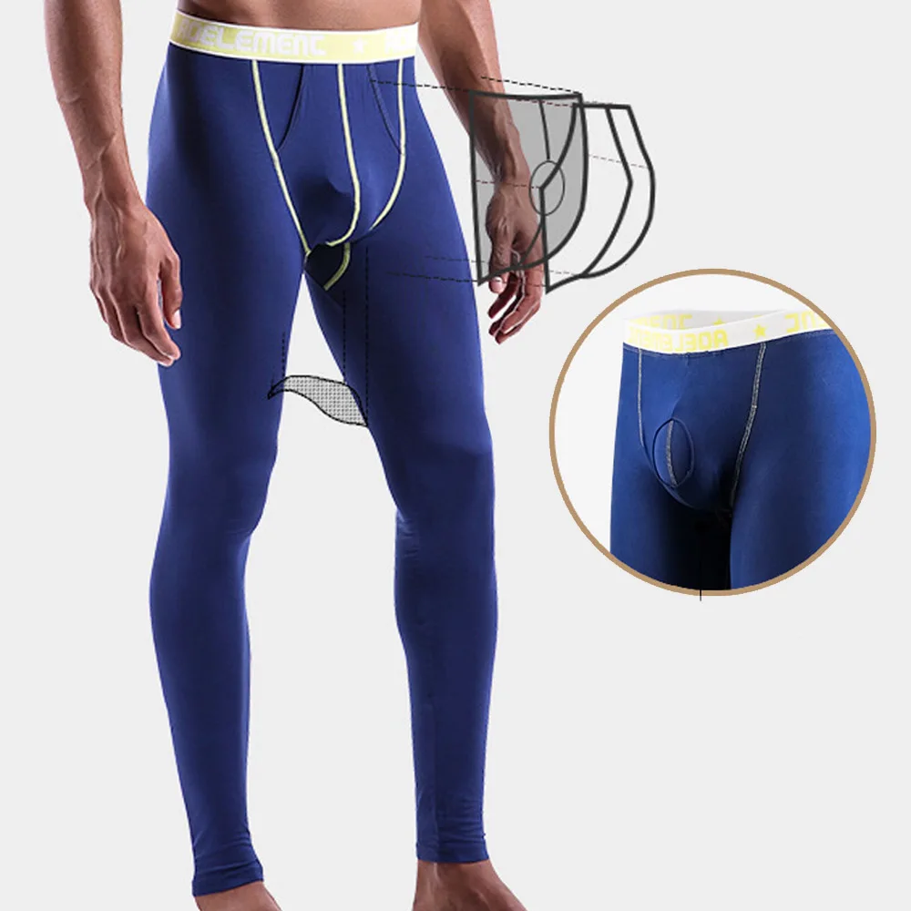 Men Thermal Underwears Men's modal Long Johns Tight-Fitting Leggings Autumn Winter Sexy Penis Scrotum Separation Men Warm Pants 2