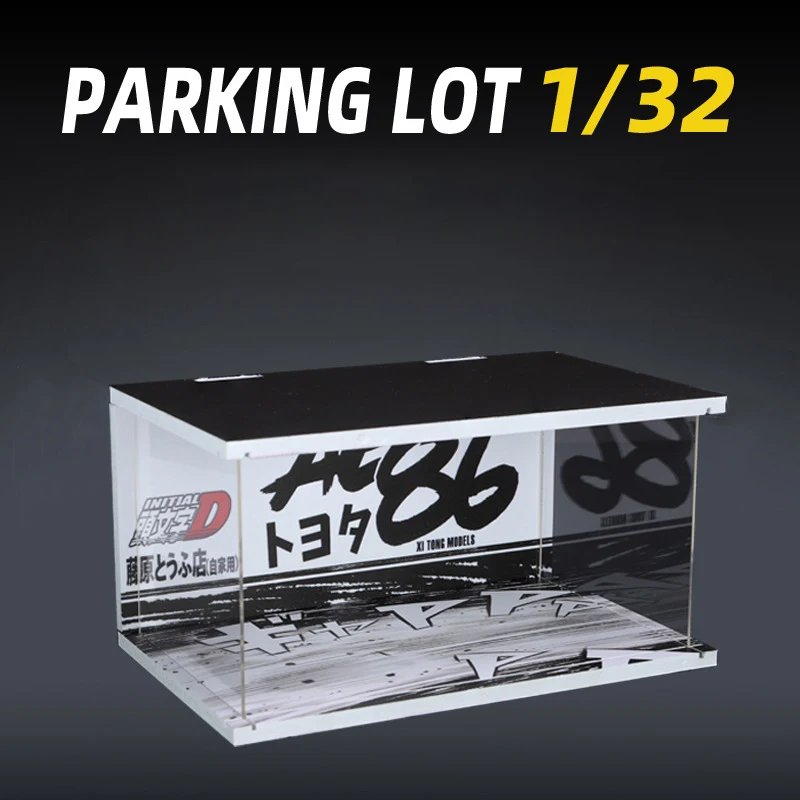 scènemodel 1:24 gesimuleerde parkeerplaats scène garage model speelgoedauto model stofdicht ornament opslag(Lighted parking lot