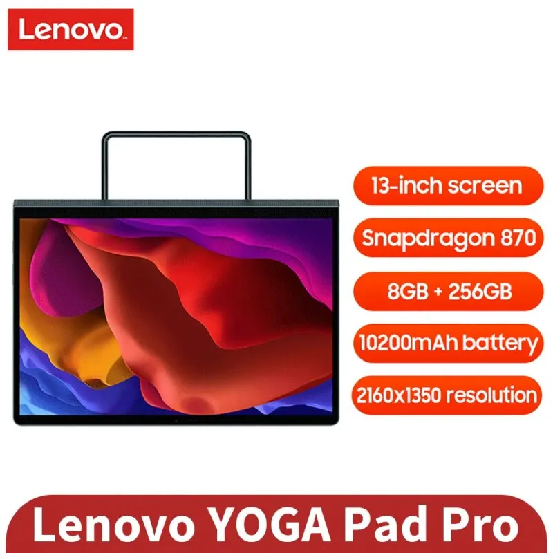 Global Firmware Lenovo YOGA Pad Pro, Tela 2K, Snapdragon 870, Alto-falantes JBL, Bateria 10200mAh, Android 11, ROM Global Tablet