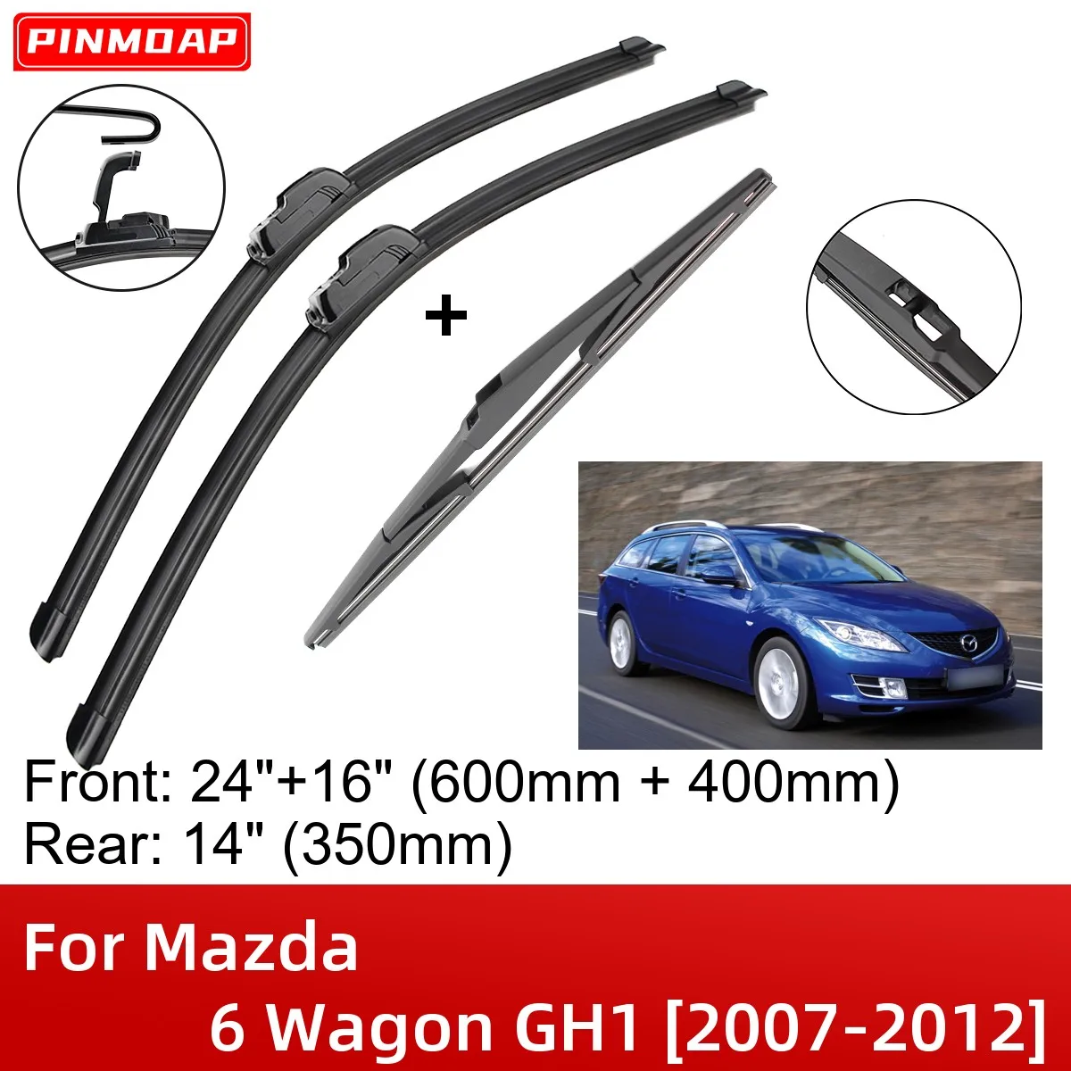 For Mazda 6 Wagon 2007-2012 Front Rear Wiper Blades Brushes Cutter Accessories J Hook 2007 2008 2009 2010 2011 2012 - AliExpress