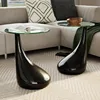 2 piece set Round Coffee table with glass top - Modern and small, black coffee table (diameter 16.5 inches) 1