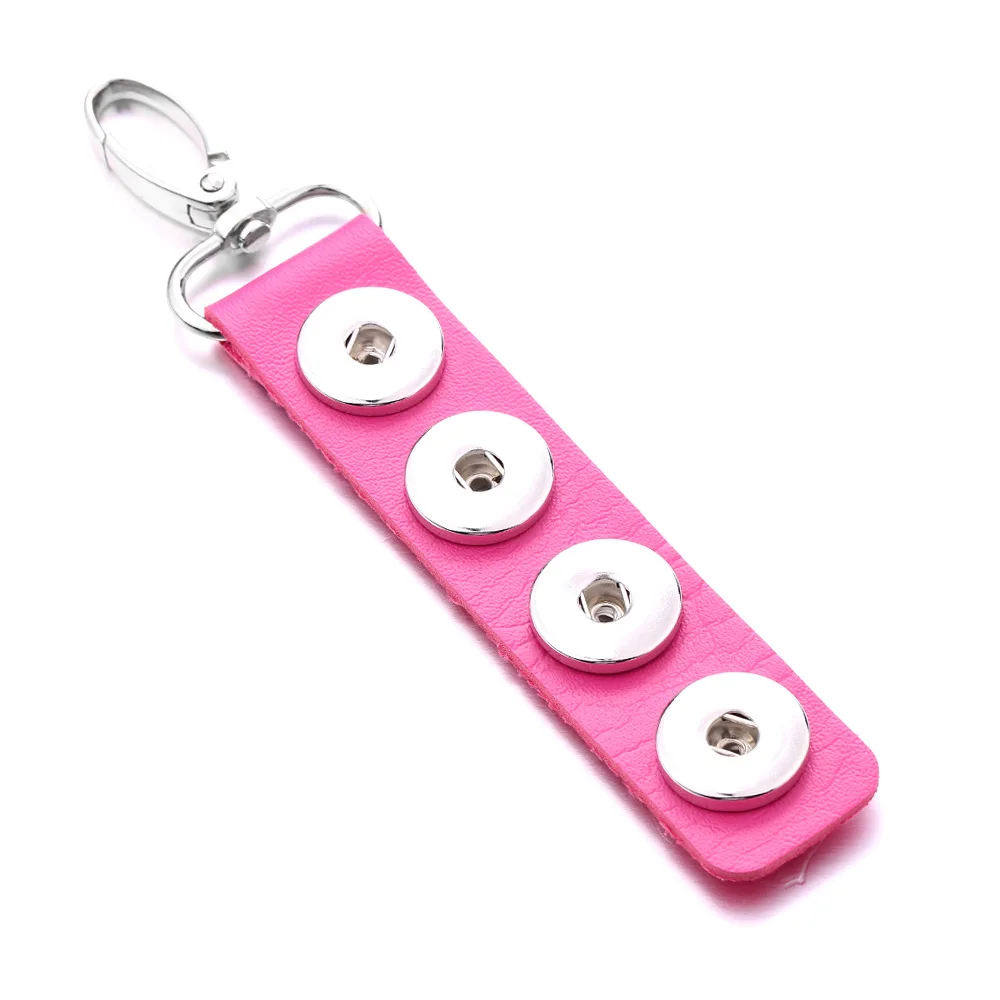 12pcs Snap Key Chain For Keyring Women PU Leather Keychain Bag Pendant Fit 18/20mm Button Snap Jewelry